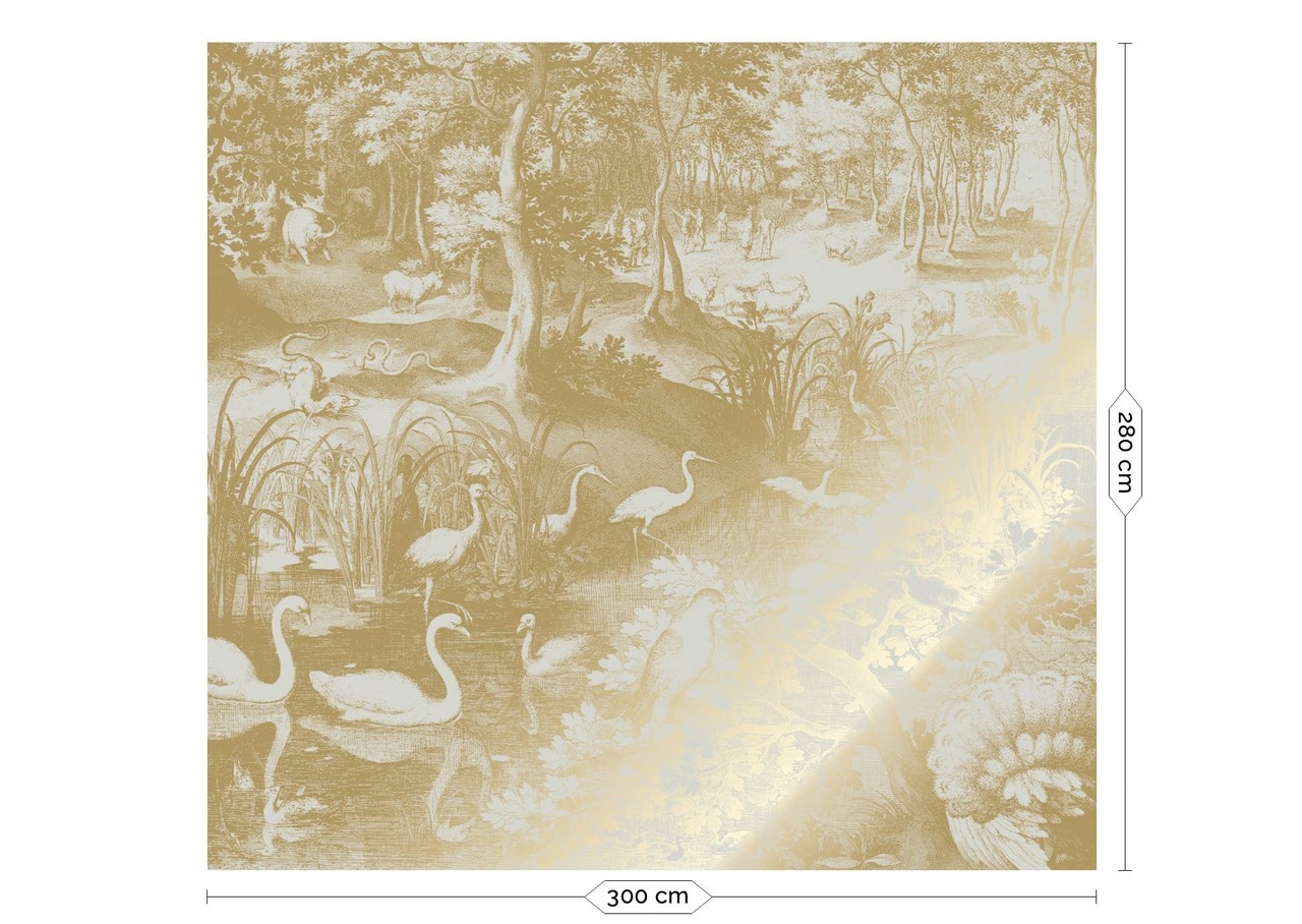 KEK Amsterdam Papier peint paysages gravés or sable MW-105 300x280cm