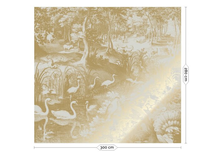 KEK Amsterdam Carta da parati con paesaggi incisi oro sabbia MW-105 300x280cm