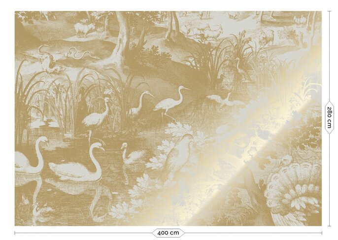 KEK Amsterdam Oro Carta da parati con paesaggi incisi sabbia MW-106 400x280cm