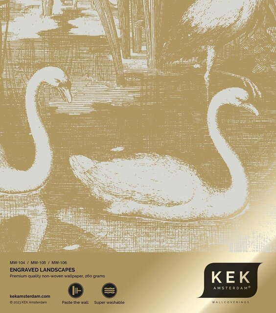 KEK Amsterdam Oro Carta da parati con paesaggi incisi sabbia MW-106 400x280cm