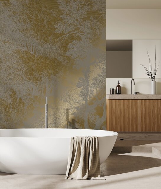 KEK Amsterdam Gold Engraved landscapes wallpaper gray MW-161 200x280cm