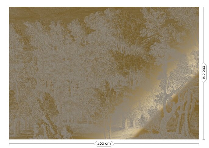 KEK Amsterdam Papier peint Paysages gravés or gris MW-163 400x280cm