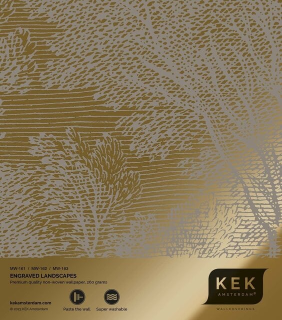 KEK Amsterdam Papier peint Paysages gravés or gris MW-163 400x280cm