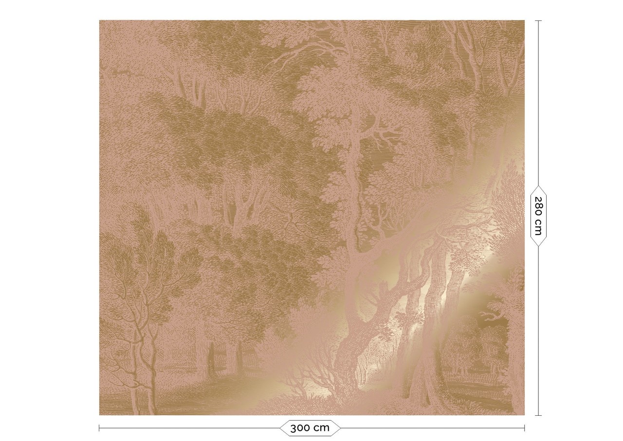 KEK Amsterdam Papel pintado paisajes grabados dorado nude MW-159 300x280cm