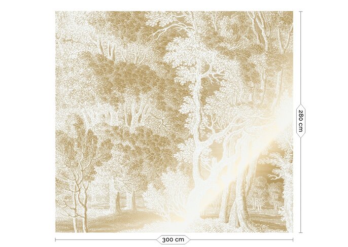 KEK Amsterdam Goud Engraved landschappen behang off-white MW-153 300x280cm