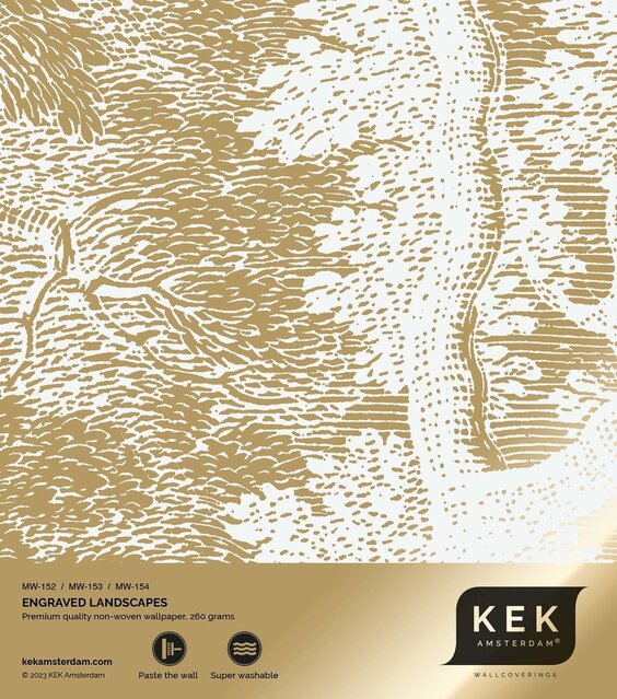 KEK Amsterdam Goud Engraved landschappen behang off-white MW-153 300x280cm