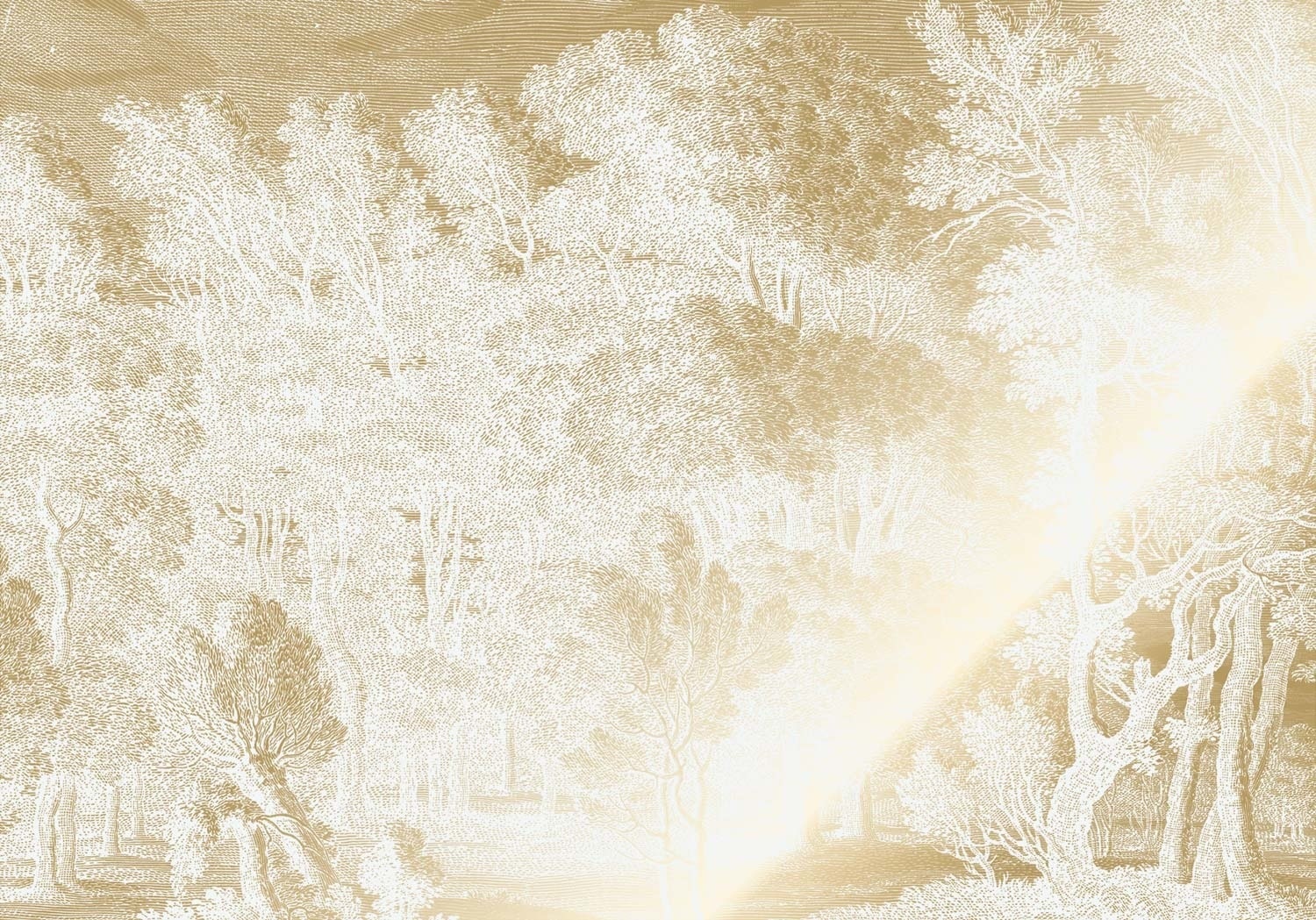 KEK Amsterdam Papier peint Paysages gravés or blanc cassé MW-153 300x280cm