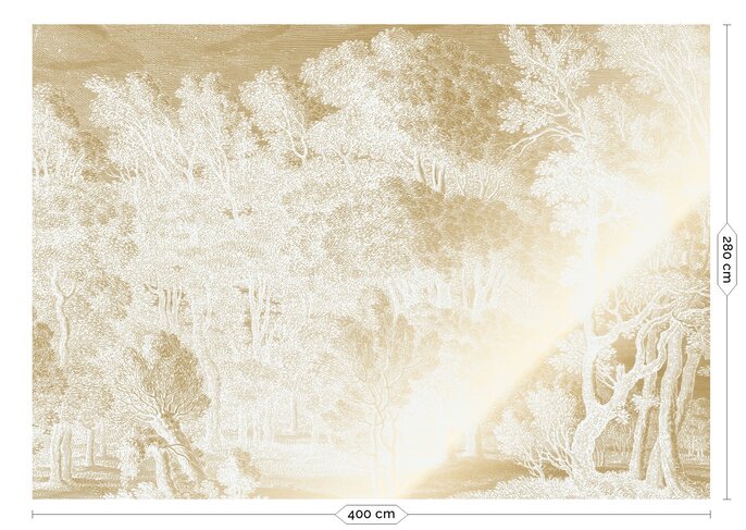 KEK Amsterdam Papier peint Paysages gravés or blanc cassé MW-154 400x280cm