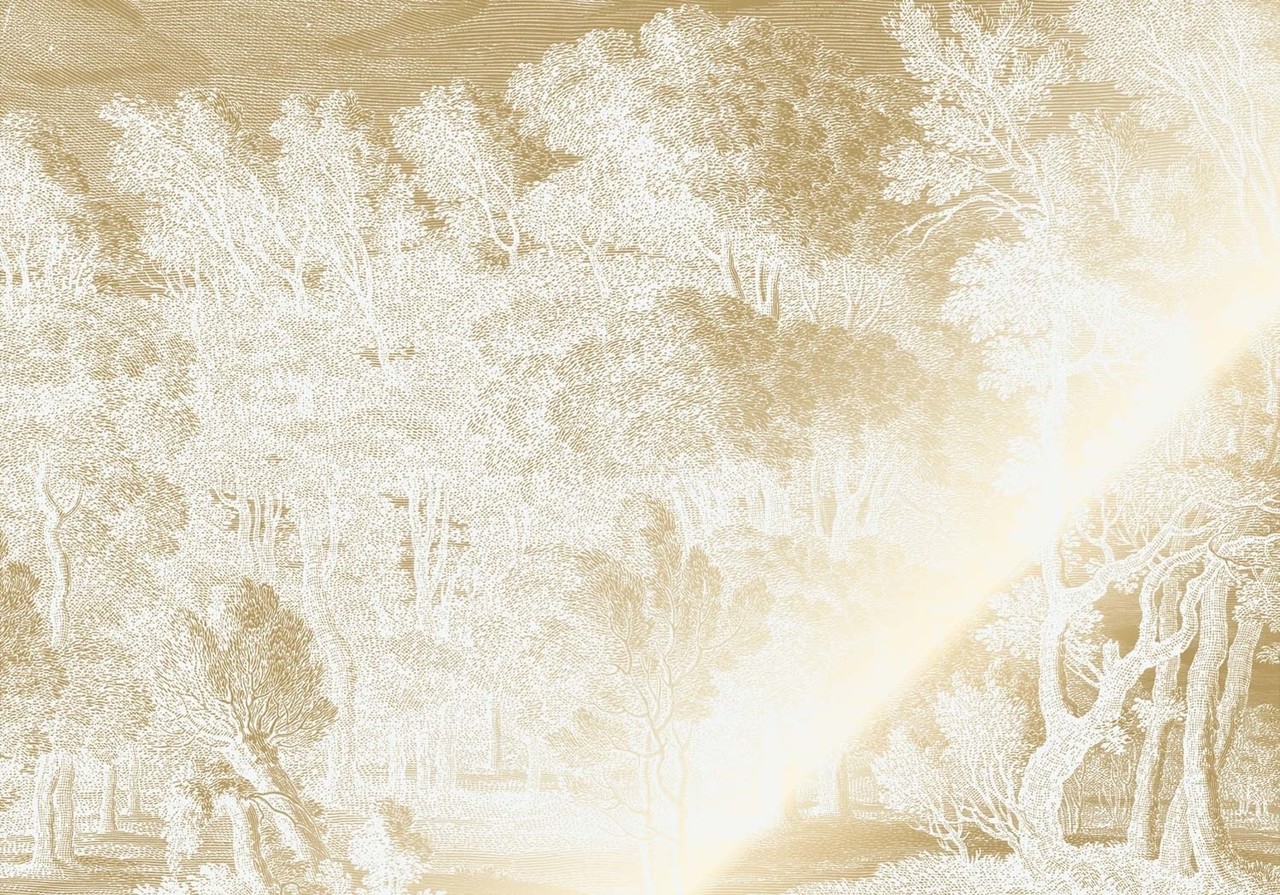 KEK Amsterdam Guldgraveret landskabstapet råhvidt MW-154 400x280cm