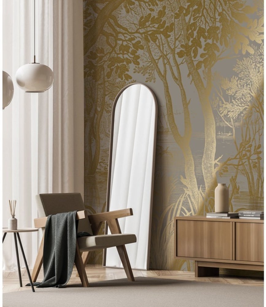 KEK Amsterdam Goud Engraved landschappen behang grijs MW-098 200x280cm