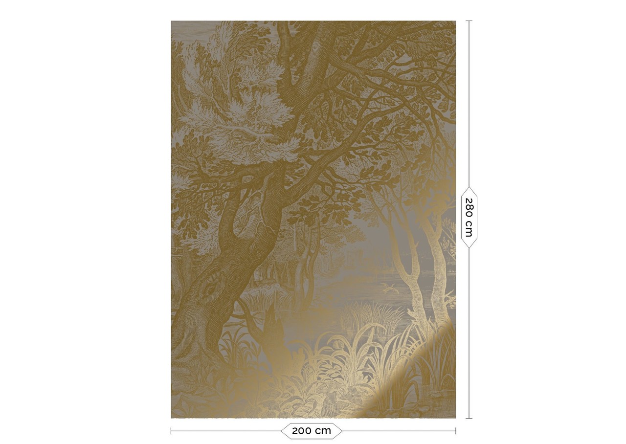 KEK Amsterdam Gold Engraved landscapes wallpaper gray MW-098 200x280cm