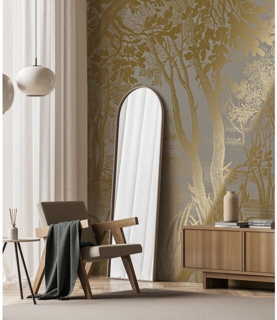 KEK Amsterdam Gold Engraved landscapes wallpaper gray MW-099 300x280cm
