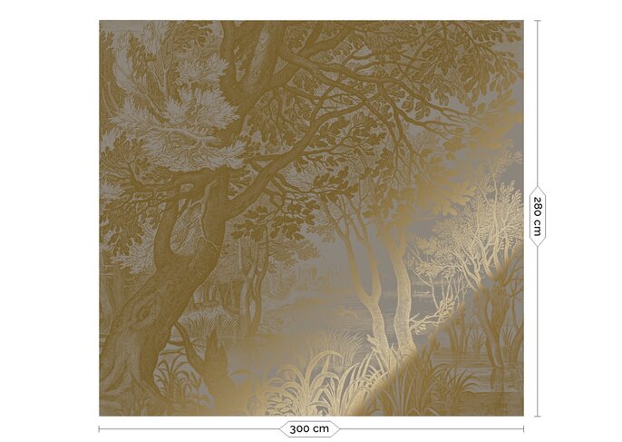 KEK Amsterdam Gold Engraved landscapes wallpaper gray MW-099 300x280cm