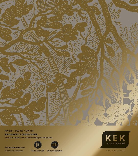 KEK Amsterdam Gold Engraved landscapes wallpaper gray MW-100 400x280cm