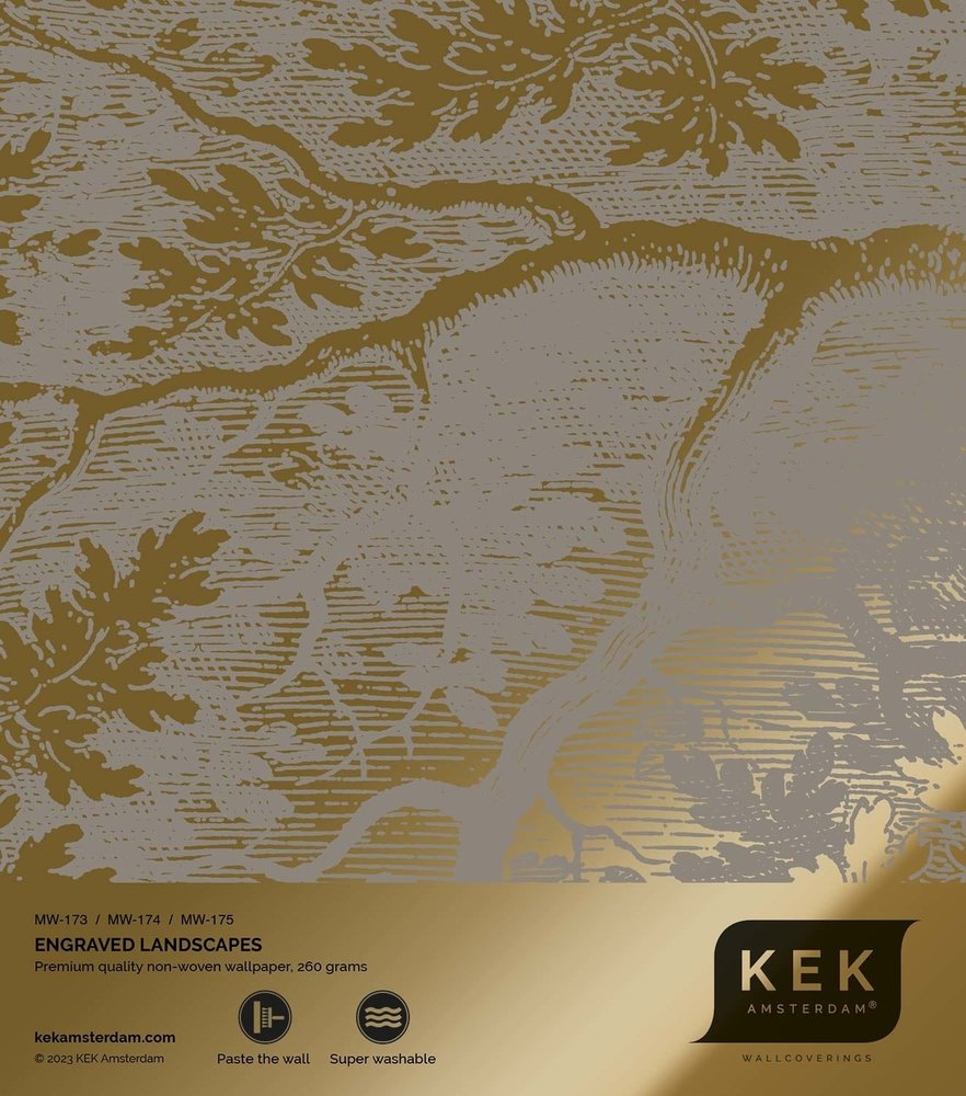 KEK Amsterdam Gull Gravert landskapstapet grå MW-173 200x280cm