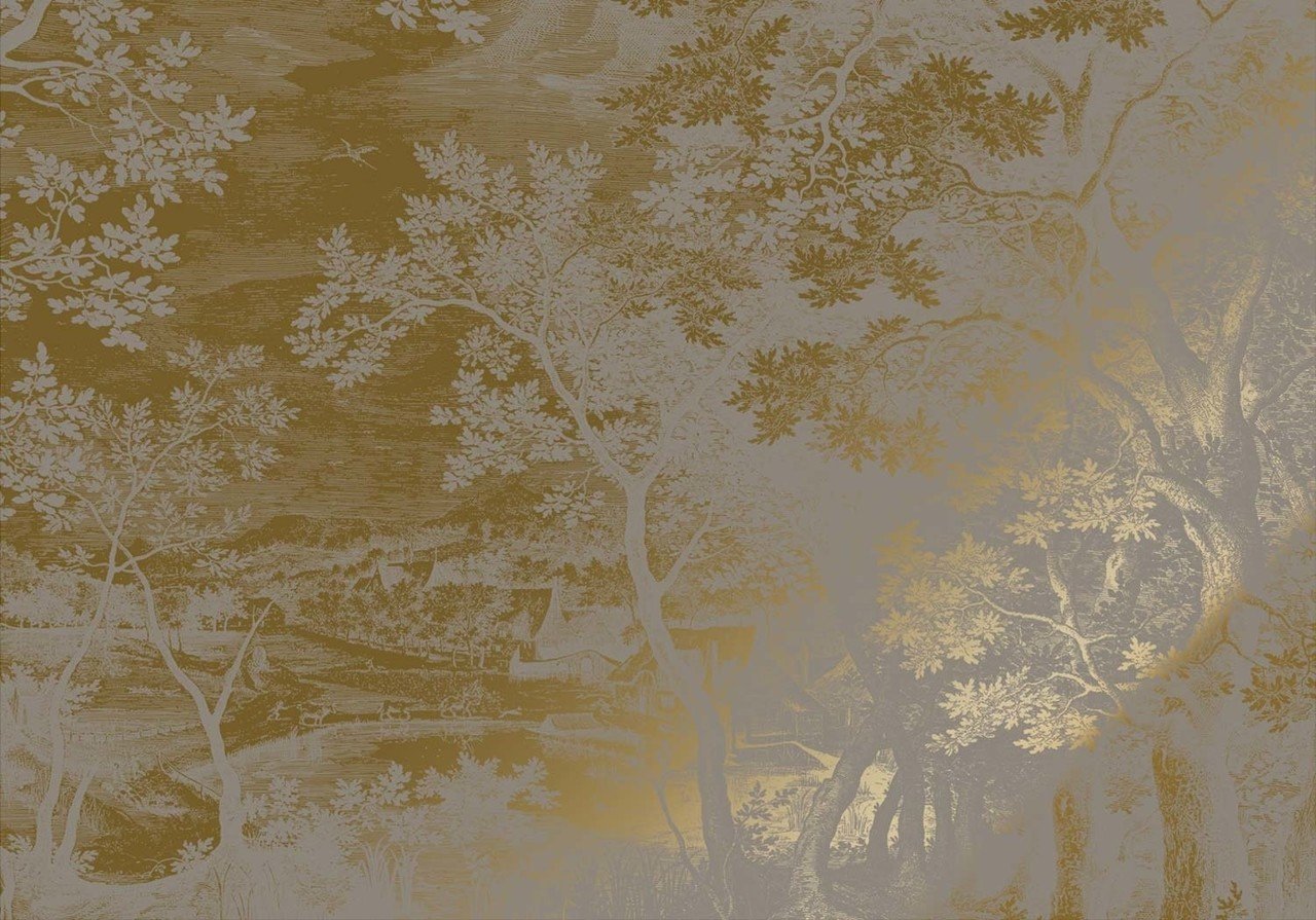 KEK Amsterdam Gold Engraved landscapes wallpaper gray MW-173 200x280cm