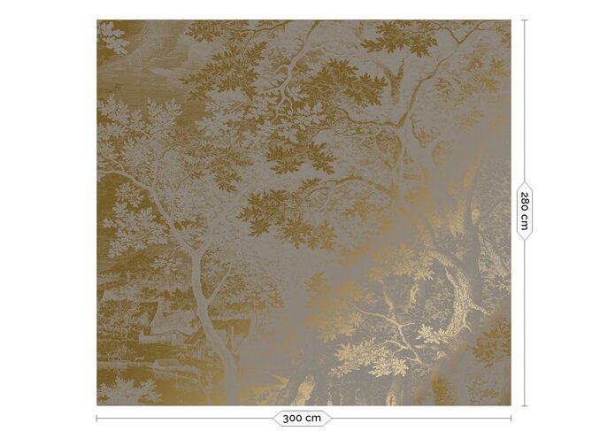 KEK Amsterdam Goud Engraved landschappen behang grijs MW-174 300x280cm