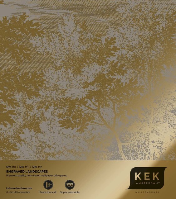 KEK Amsterdam Papier peint Paysages gravés or gris MW-110 200x280cm