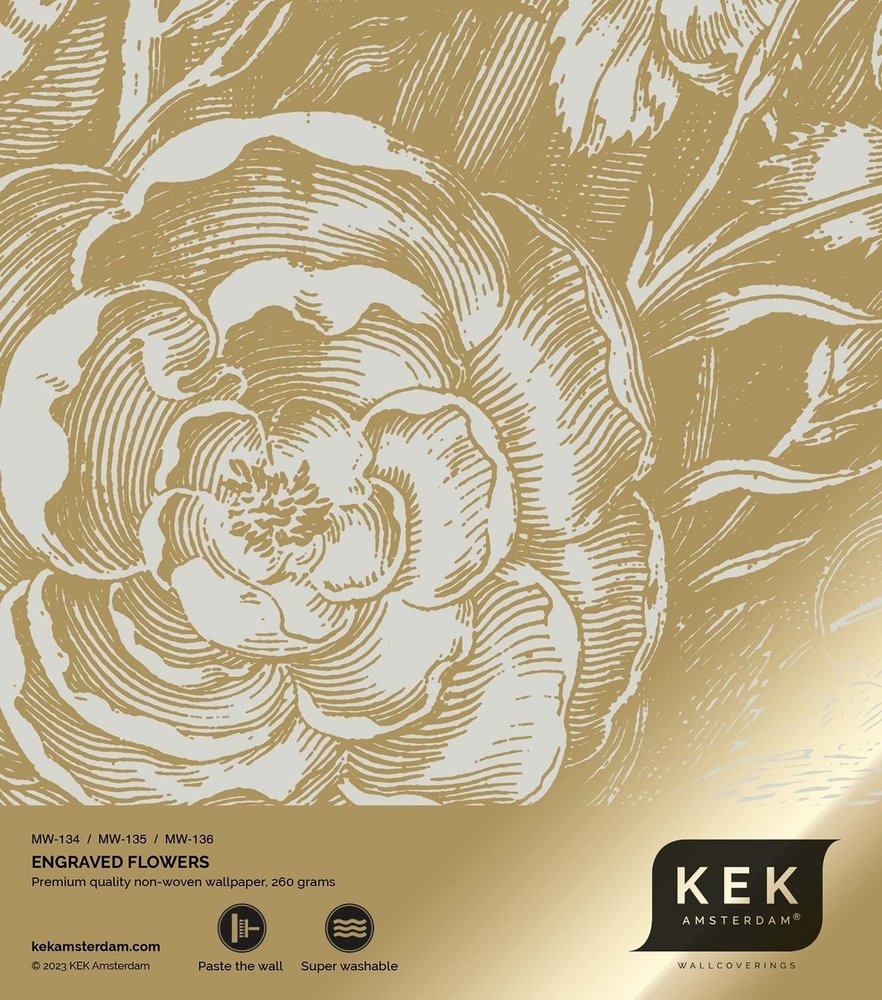 KEK Amsterdam Gold Engraved floral wallpaper sand MW-134 200x280cm KEK Amsterdam Gold Engraved floral wallpaper sand MW-134 200x280cm