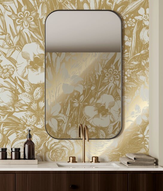 KEK Amsterdam Papier peint floral gravé or sable MW-136 400x280cm