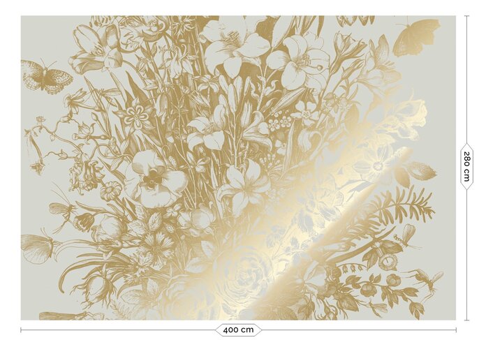 KEK Amsterdam Papier peint floral gravé or sable MW-136 400x280cm