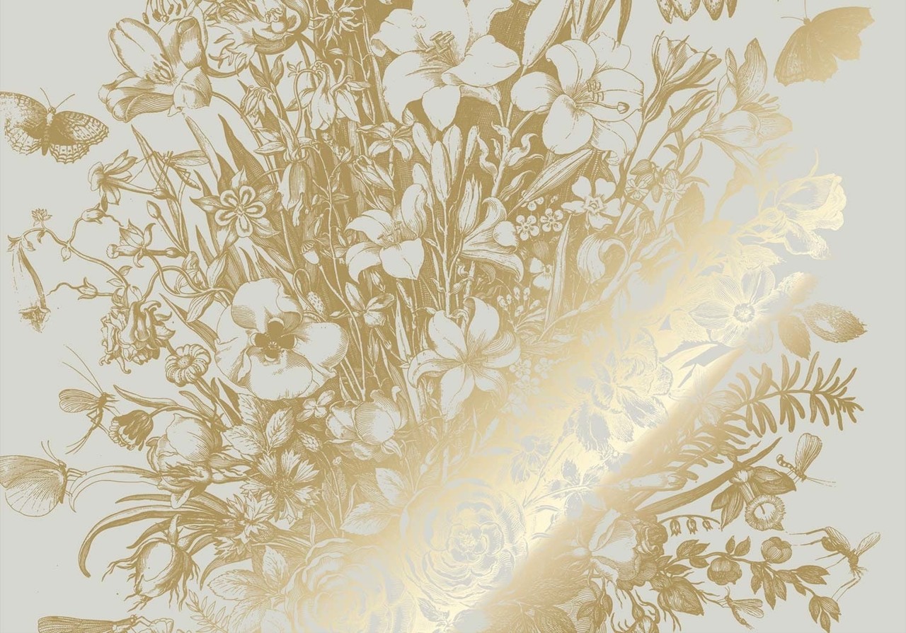 KEK Amsterdam Gold Engraved floral wallpaper sand MW-136 400x280cm