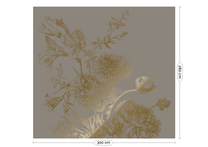 KEK Amsterdam Gold gravierte Blumentapete grau MW-150 300x280cm