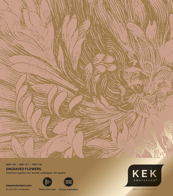 KEK Amsterdam Guldgraverad blommig tapet naken MW-146 200x280cm