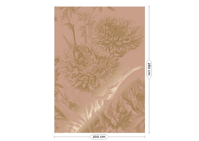 KEK Amsterdam Guldgraverad blommig tapet naken MW-146 200x280cm