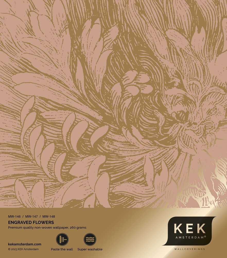 KEK Amsterdam Gold Engraved floral wallpaper nude MW-148 400x280cm