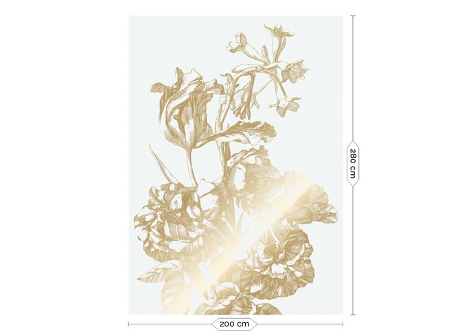 KEK Amsterdam Guldgraveret blomstertapet råhvidt MW-122 200x280cm