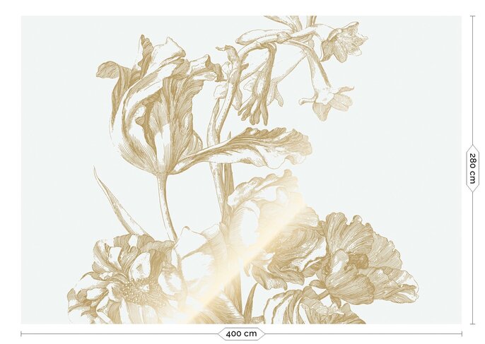 KEK Amsterdam Guldgraverad blomtapet benvit MW-124 400x280cm