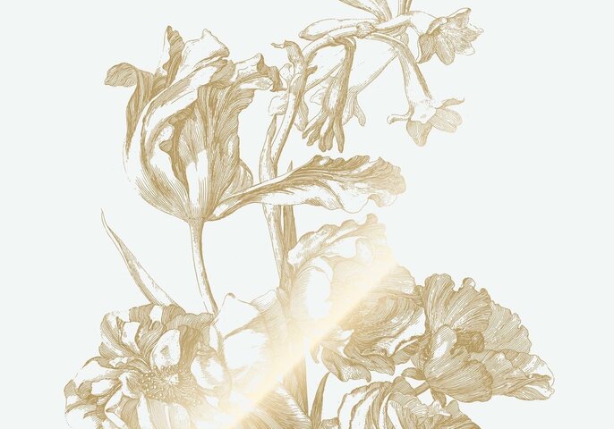 KEK Amsterdam Gullgravert blomstertapet off-white MW-124 400x280cm