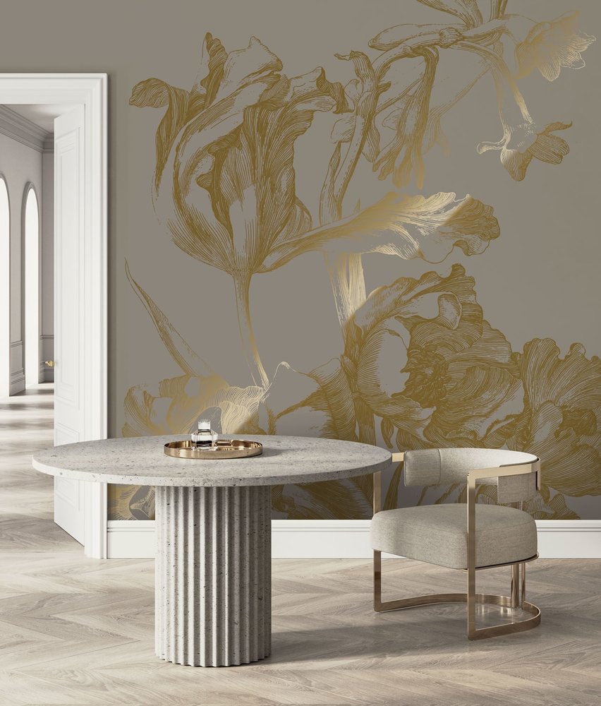 KEK Amsterdam Gold Engraved floral wallpaper gray MW-130 400x280cm KEK Amsterdam Gold Engraved floral wallpaper gray MW-130 400x280cm