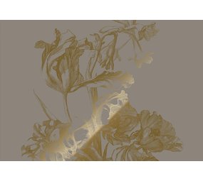 KEK Amsterdam Guldgraverad blomtapet grå MW-130 400x280cm