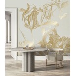 KEK Amsterdam Papel pintado floral grabado dorado arena MW-126 300x280cm
