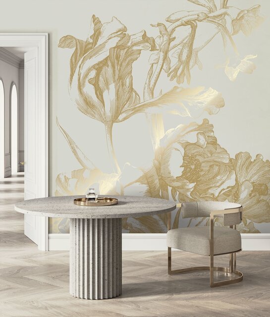 KEK Amsterdam Gull Gravert blomstertapet sand MW-126 300x280cm