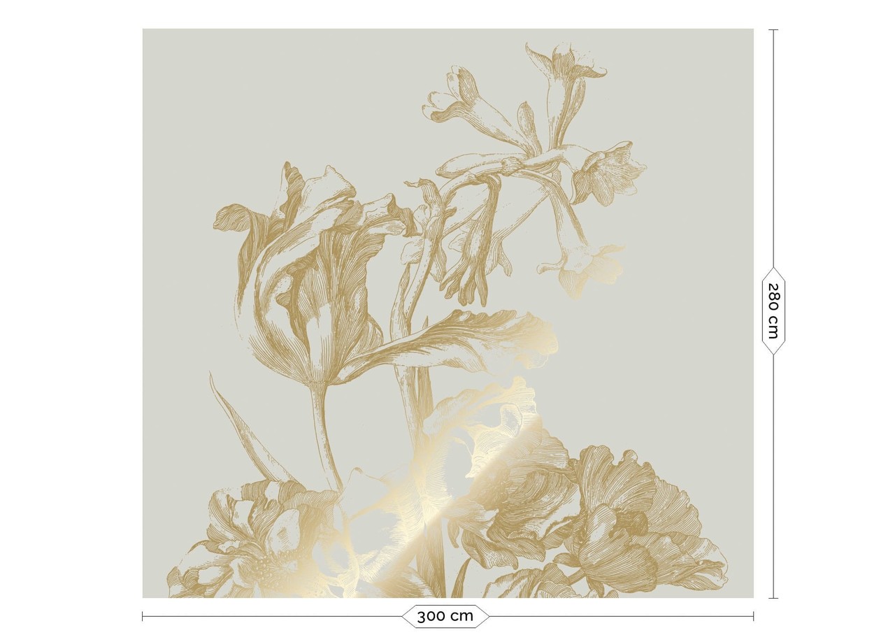 KEK Amsterdam Goud Engraved bloemen behang zand MW-126 300x280cm KEK Amsterdam Goud Engraved bloemen behang zand MW-126 300x280cm