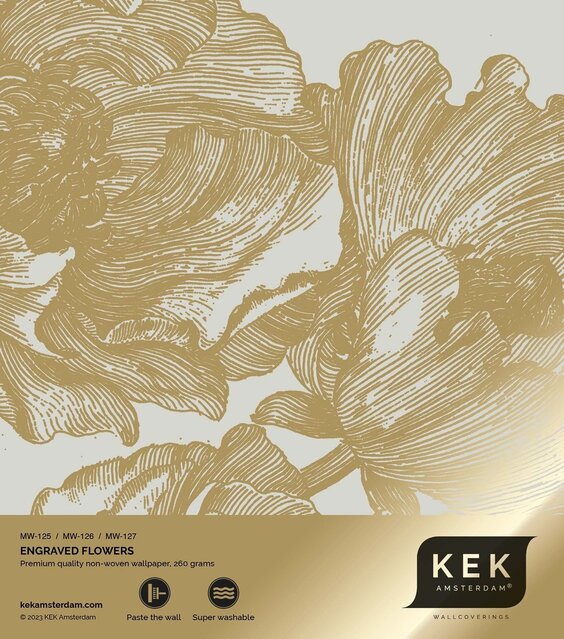 KEK Amsterdam Gull Gravert blomstertapet sand MW-126 300x280cm