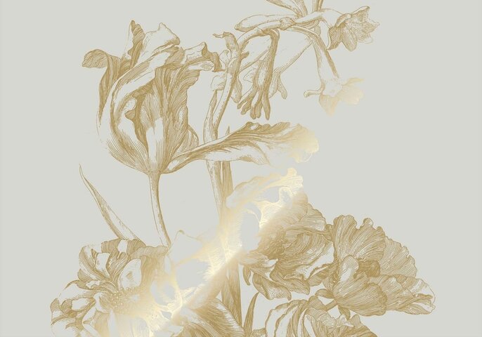 KEK Amsterdam Gull Gravert blomstertapet sand MW-126 300x280cm