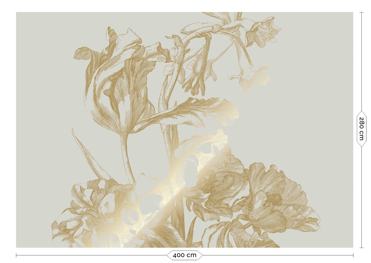 KEK Amsterdam Gold gravierte Blumentapete Sand MW-127 400x280cm
