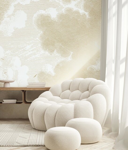 KEK Amsterdam Papier peint nuages gravés dorés MW-176 - 200x280cm