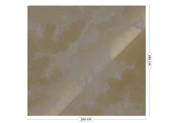 KEK Amsterdam Carta da parati grigia nuvole incise oro MW-186 - 300x280cm