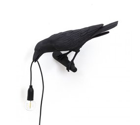 Seletti Lámpara de pájaro mirando a la izquierda al aire libre negro Seletti Lámpara de pájaro mirando a la izquierda al aire libre negro