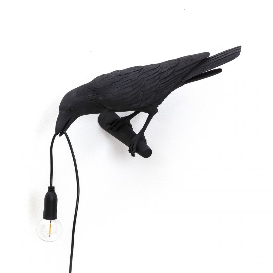 Seletti Lampe oiseau regardant à gauche noir extérieur - 14727