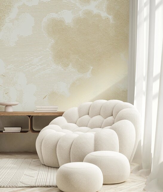 KEK Amsterdam Papier peint sable nuages gravé or MW-181 - 400x280cm