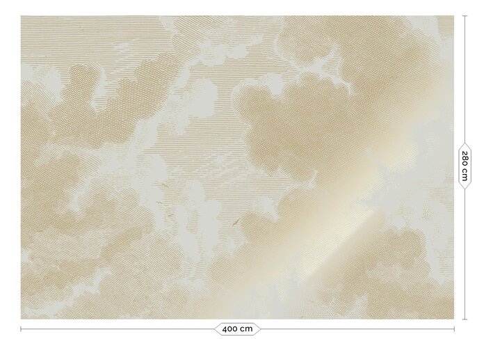 KEK Amsterdam Guldgraverad moln sand tapet MW-181 - 400x280cm