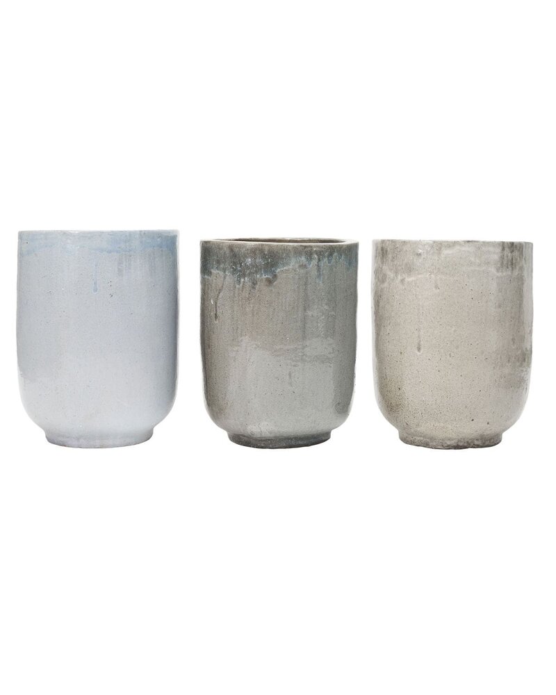 House Doctor - Vaso In Ceramica Con Rilievo Pizzo, 16x25 Cm, Design Danese
