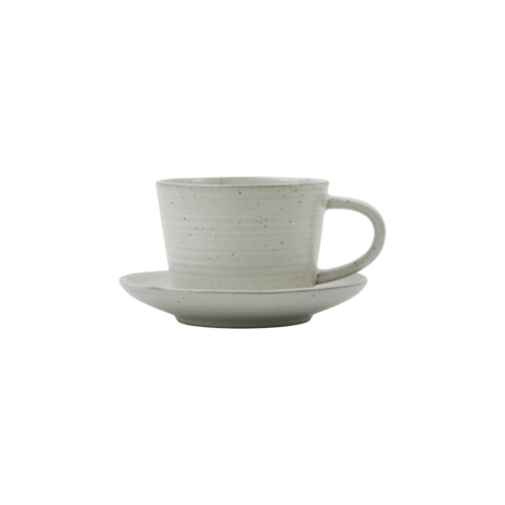 House Doctor Pion Tasse und Untertasse grau/weiß, 4er-Set – 206260237 House Doctor Pion Tasse und Untertasse grau/weiß, 4er-Set – 206260237