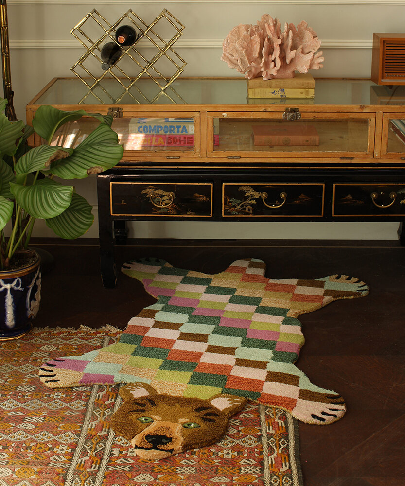 Doing Goods Archie check bear rug L - 1.45.10.094.099.5